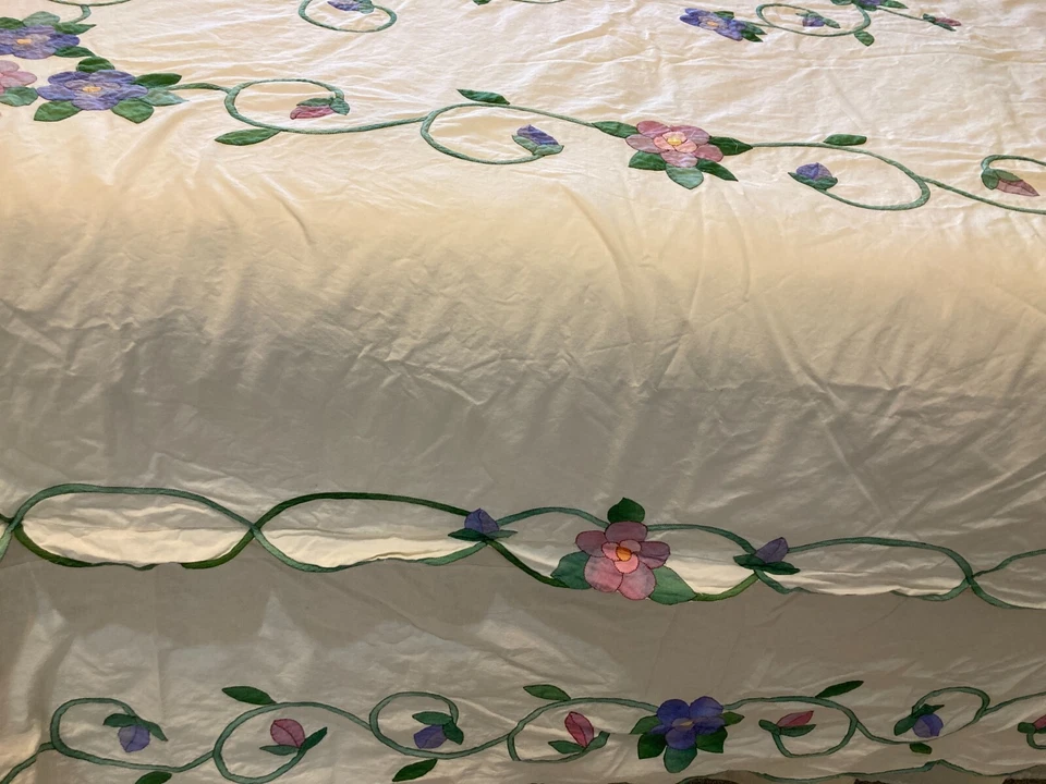 Embassy Queen Purple Floral Duvet Set Cover 2 Shams Bed Skirt Valance Embroidery - Image 3 of 4