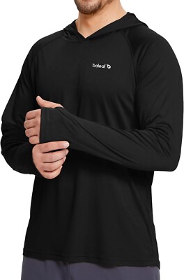 NWT Baleaf sz 3xl Men's Sun Protection hooded Shirt Long Sleeve Hooded Black N33
