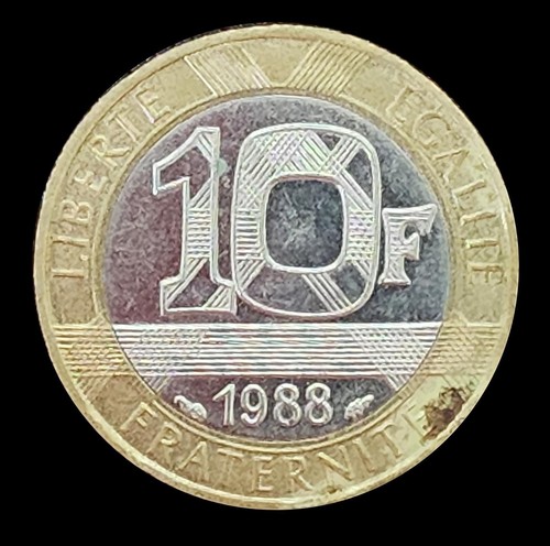 France 10 Franc 1988 Bi-Metallic Coin CIRC & MARKED but STILL NICER than photos! - Picture 2 of 2