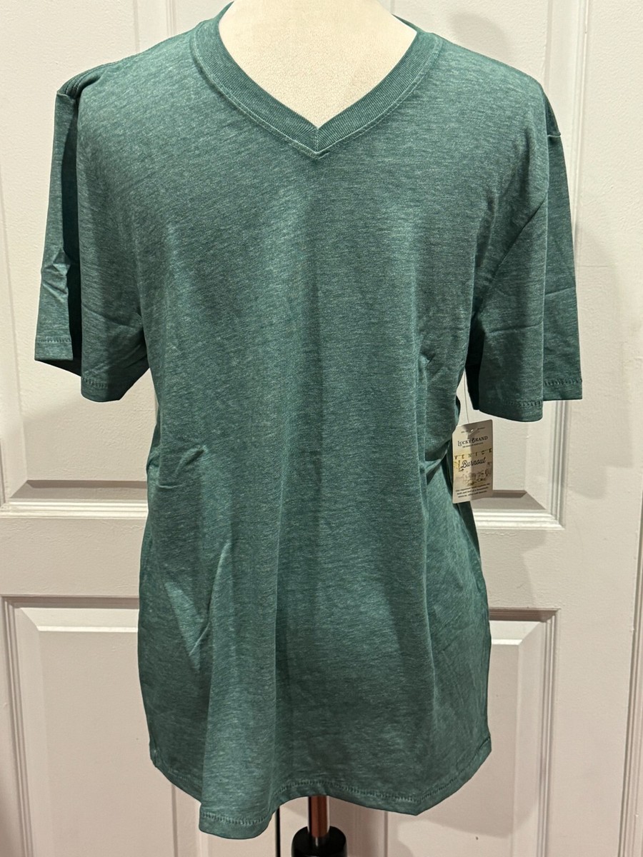 T-Shirt Lucky Brand Venice L Burnout Uomo – Verde Oliva Scuro, Collo A V, Manica Corta - 4