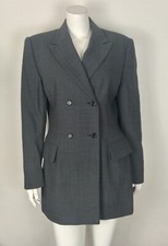 ESCADA Women s Jacket Double Breasted Wool Blazer Sz 40 US 10 Shoulder Pads Gray