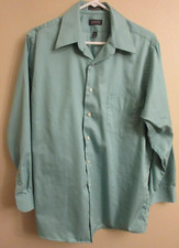 Arrow Sateen Wrinkle Free Shirt Men's Size 16 32-33 Green Button Up Long Sleeve