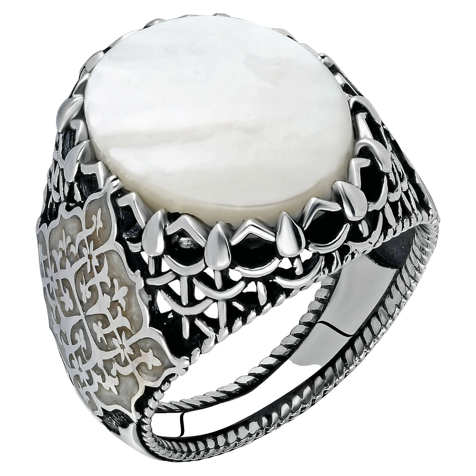 White Pearl Piedra Joyería para Hombre