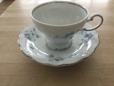 Johann Haviland Blue Garland  Footed Cup and Saucer Set Vintage