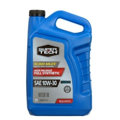 Super Tech High Mileage Full Synthetic SAE 10W-30 Motor Oil, 5 Quarts