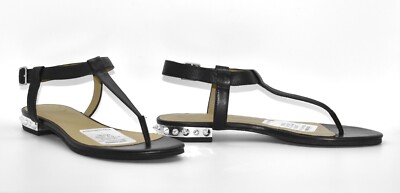 B2 NEW MARC BY MARC JACOBS Black Leather T Srap Studded Sandal