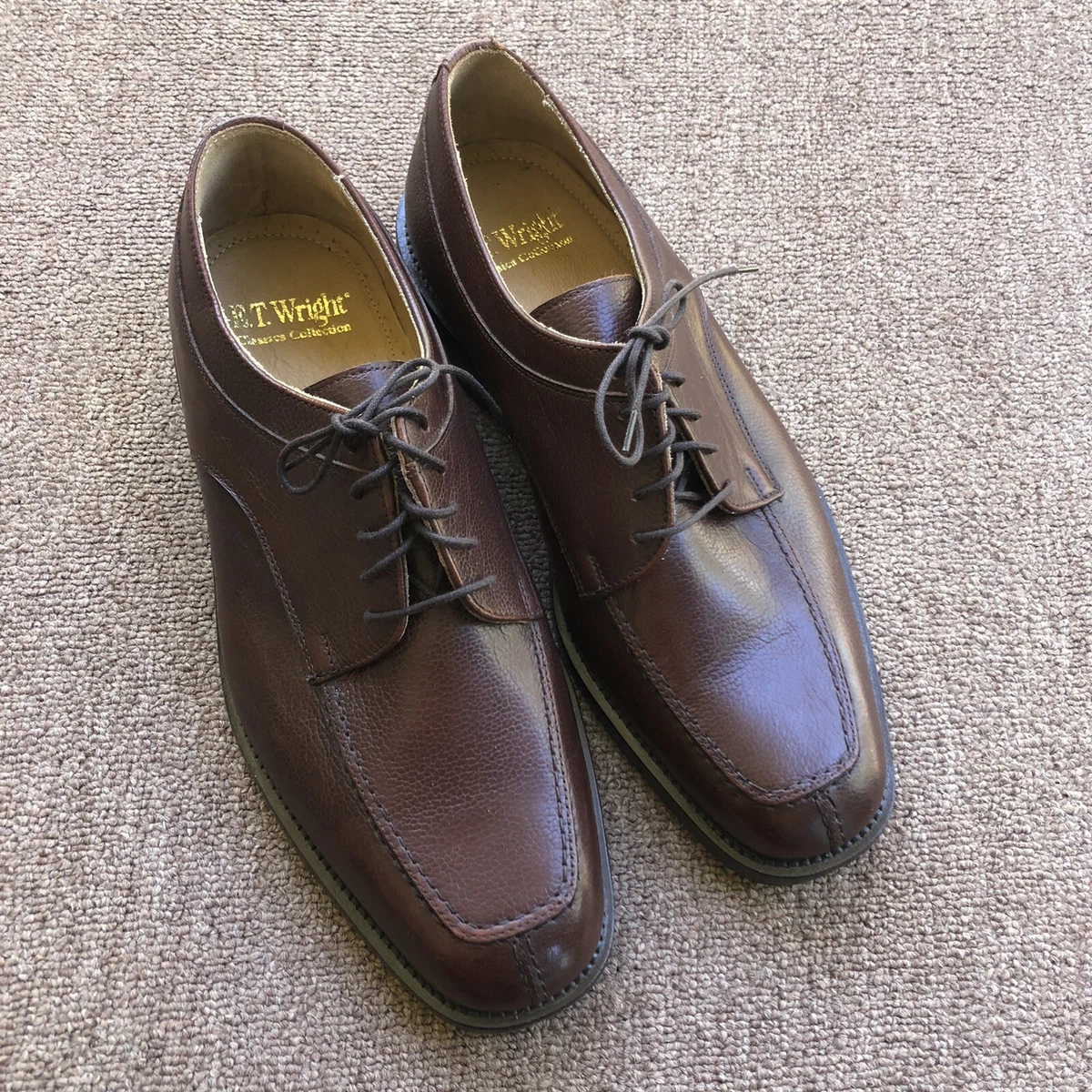 ET Wright mens dress shoes brown leather oxford 9.5 EE Wide eBay