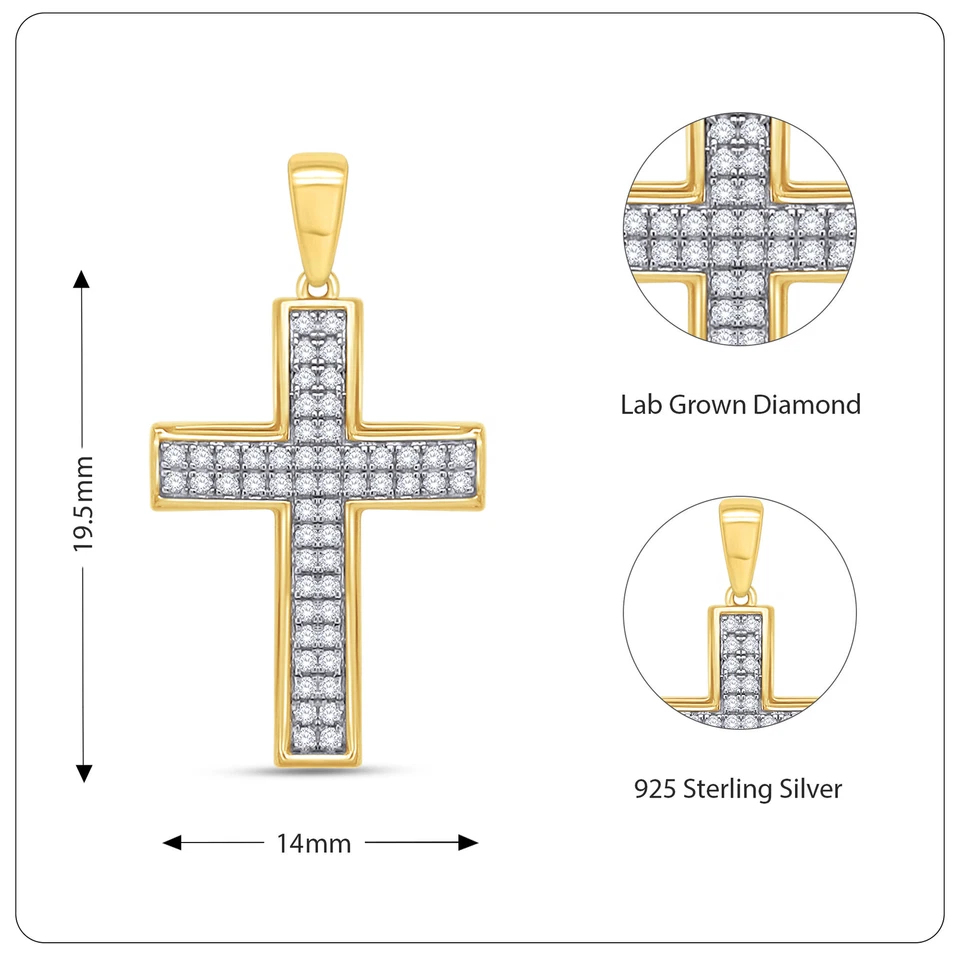 Colgante Cruz Crucifijo Colgante Diamante Cultivado en Laboratorio 1/4 CT para Hombres Oro 925 o 10K Foto 2 de 2