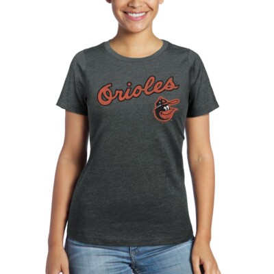 Baltimore Orioles Majestic Threads Women's Premium Granite Tri-Blend T-Shirt Sm