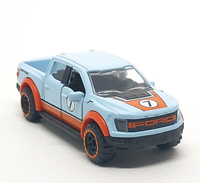 Majorette Ford F150 Raptor Facelift Racing no. 7 Light Blue 1:72