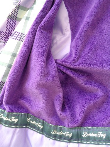 London Fog Girl's Size 16 Purple Plaid Lined Light Jacket Coat Removable Hood - Picture 6 of 15