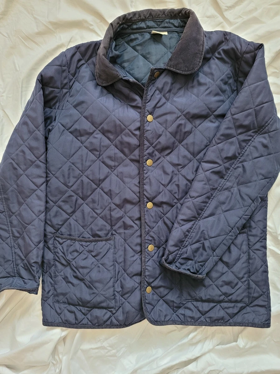 Cotton Traders Jacket Mens Large L Navy Blue Quilted With Corduroy