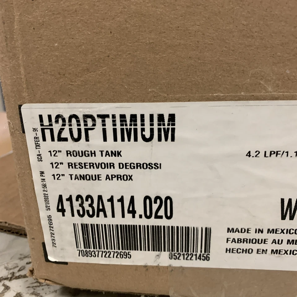 American Standard 4133A114.020 H2Optimum 1.1 gpf 12" Rough Tank Only - White - Image 4 of 4