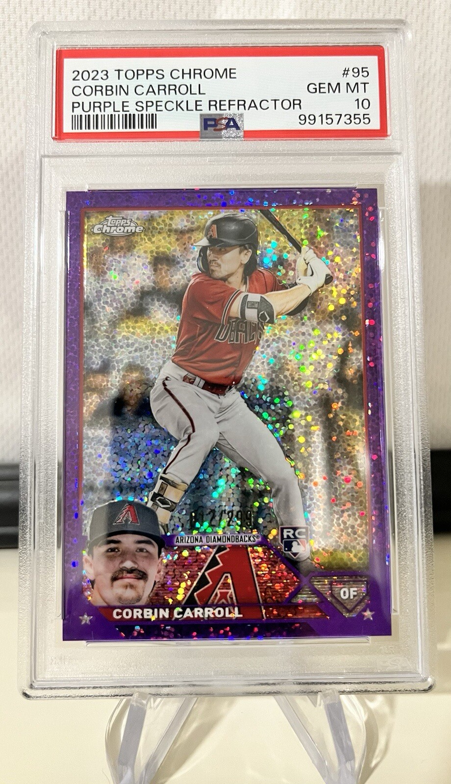 Corbin Carroll 2023 Topps Chrome #95 Purple Speckle Corbin Carroll 2023 Topps Chrome #95 Purple Speckle