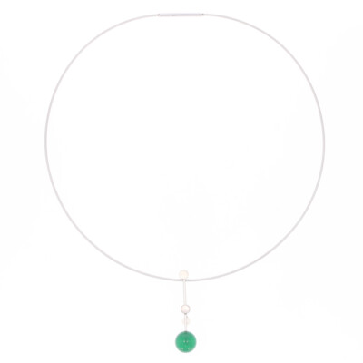 XEN Atelier Collier mit Achat grün und Süßwasserzuchtperle 42 cm (42 cm)