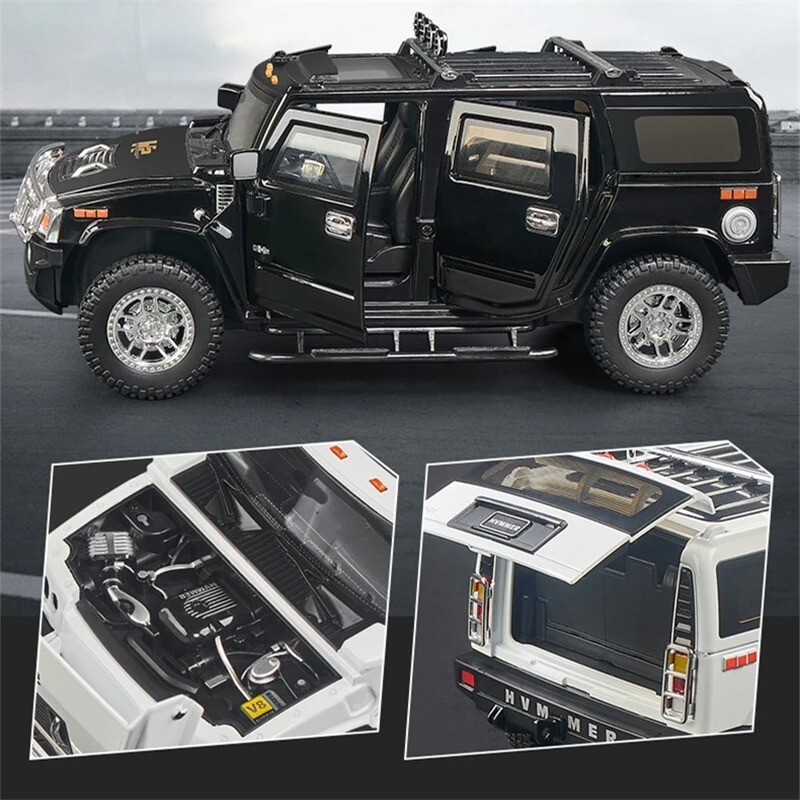 Big 1:18 Hummer H2 Model SUV Alloy Diecast Car Sound Light Kid