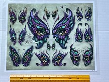 Vintage Art Tattoo Flash Sheet David Bollt Butterfly /T110