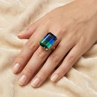 Gleaming Bi Color Tourmaline 21.05Ct 925 Sterling Silver 24K Gold Rings Size 6