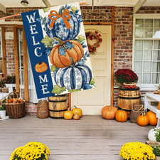 Fall Welcome Pumpkin House Flag 28x40 Inch Double Sided,Autumn Thanksgiving D...