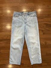 Athleta Womens Light Wash Straight Leg Jeans Size 10 Petite Stretch Denim