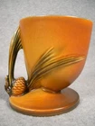 VINTAGE 1935-36 ROSEVILLE BROWN PINECONE VASE 124-5   MINT!