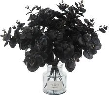 5 Pcs Black Artificial Eucalyptus Stems Faux Eucalyptuses Branches Black Leaf Ha
