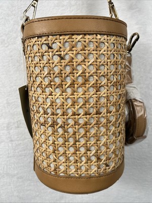 Tommy Bahama Rattan Bucket Bag Crossbody NWT Straw Woven Summer Purse Tan