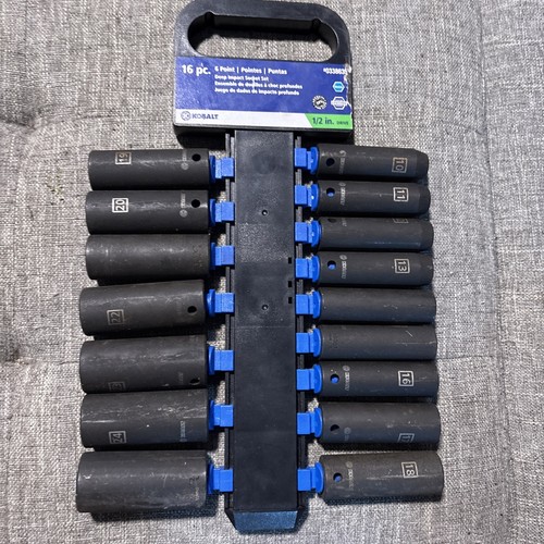 Kobalt 16 PC Deep Impact Socket Set, 1/2" Drive 6 Points