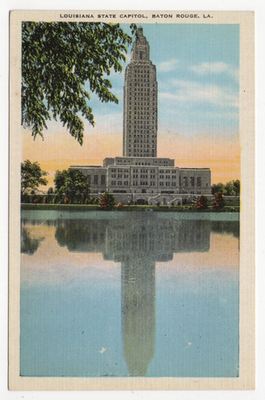 #ad Louisiana State Capitol Baton Rouge LA Linen Postcard E.C. Kropp Vintage $10.95