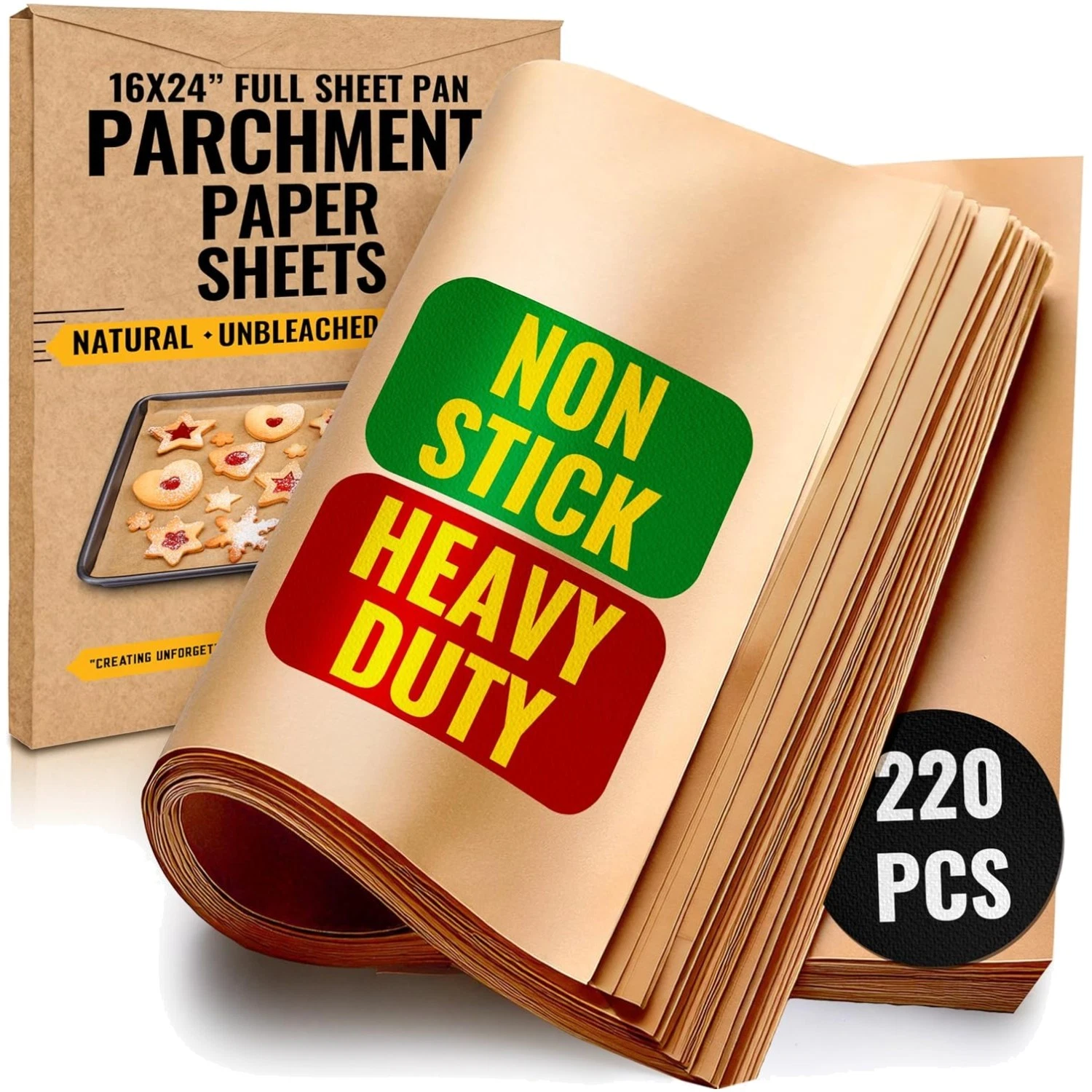 Baker’s Signature Unbleached Parchment Paper 220 Sheets - 16x24 Inch Size