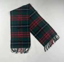 VTG Red And Green 100 Pure New Wool Plaid Scarf Clans Of Scotland