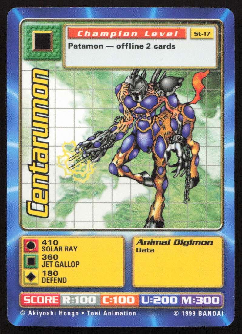Bandai 1999 Digimon Digi Battle #St-17 Centarumon Lightly Played