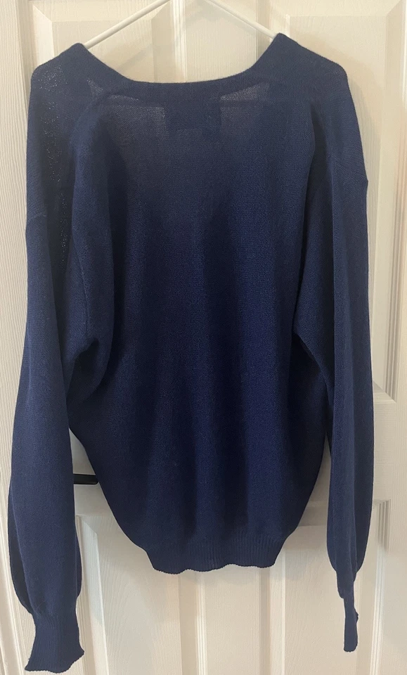 Peruvian Connection Alpaca Cardigan Sweater Navy V-Neck Pockets Mens Size Large - Image 4 of 4