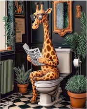 Giraffe Paint by Numbers Kit for Adults Beginners, Bathroom Paint by Numbers, Ad