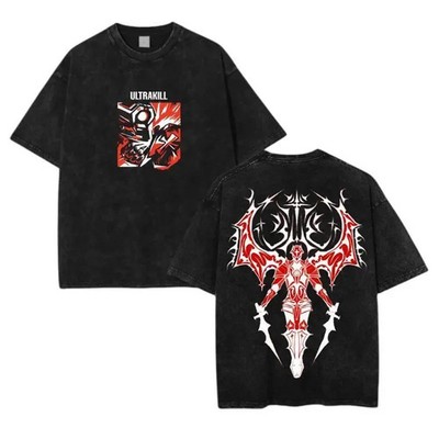 Ultrakill Gabriel Fallen Angel Gaming T-Shirt Double-sided Heavyweight