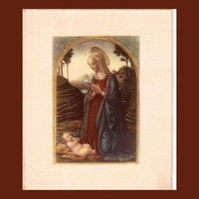 Christmas Card 1946 Vintage Botticini Virgin in Adoration Renaissance Art Barton