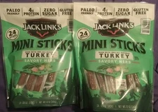 Jack Links Turkey Mini Sticks. 2 Packs. Savory Herb. 24 Sticks Each. 11/2025 Exp