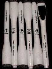LOT of SIX 6 U Brand Dry Erase Markers - All Black - Non-Toxic - Erasable