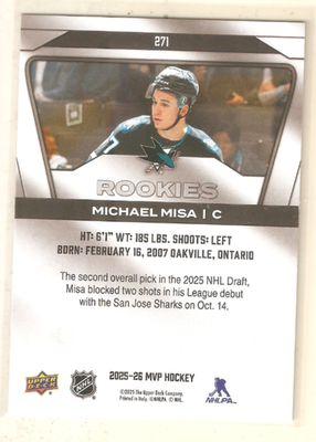 まい様②ミスティークdd Michael Misa 2025-26 UD MVP Silver Collection Rookie Card #271