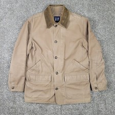 Vintage GAP Chore Jacket Mens Medium M Brown Button Up Canvas Corduroy Barn Coat