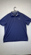 Under Armour Polo Shirt Mens XL Navy Blue HeatGear Loose Performance Golf Tech