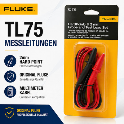 Fluke TL75 Messleitungen Multimeter Kabel 2mm Hard Point Original Neu