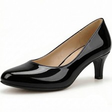 LADIES WOMENS LOW KITTEN HEEL WORK COURT EVENING GIRLS SHOES PUMPS UK BIG SIZES