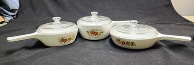 Vtg 3 Pc Set Corning Ware Spice of Life Menuette P-81-B, P-82-B & P-83-B NO Lids