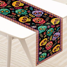 72 x 13 Inch Day of The Dead Table Runner - 72 x 13 inch, Multi Color 