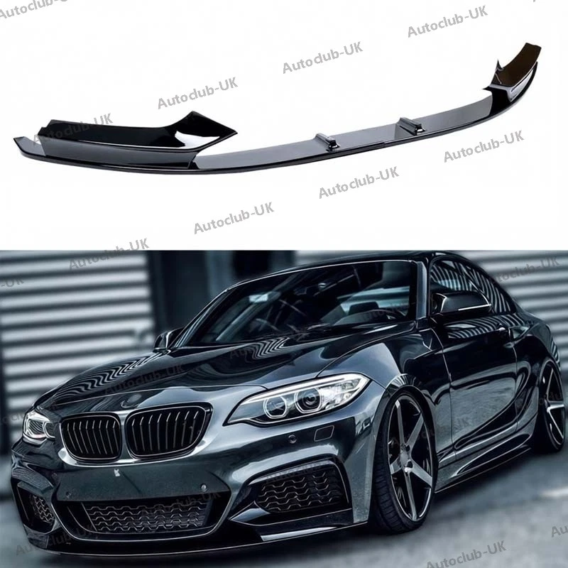 AUTOCLUB-UK For BMW 2 Series F22 F23 M Sport Front Splitter Spoiler Lip Gloss Black 2013-21