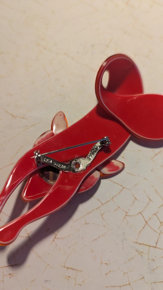 Lea Stein EL FAMOSO ZORRO RARO MCM & Plástico Vintage FRANCIA Naranja Sherbet Remolino Foto 3 de 4