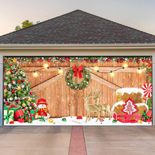 Christmas Garage Door Banner 6 X 13 Ft Garage Door Decorations with 80 Ft Ropes