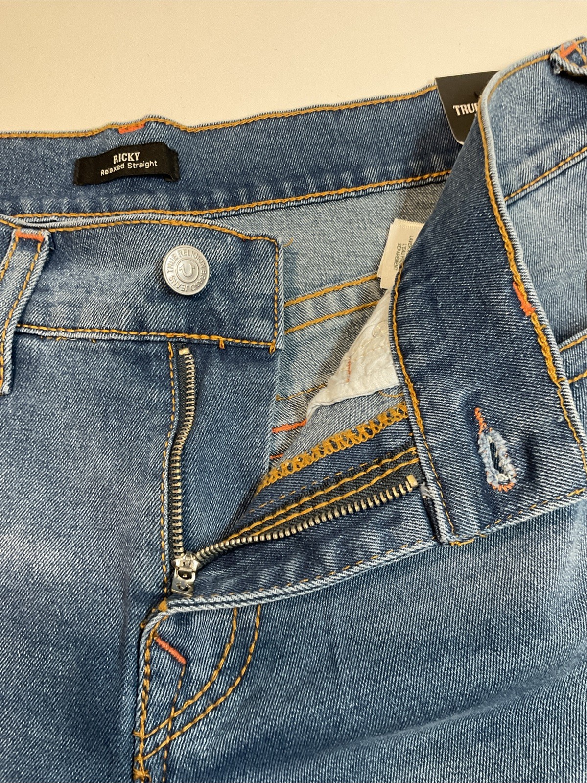 True  religion jeans Ricky Big T Flap Straight Size 34 Medium Sun-kissed Wash thumbnail 13