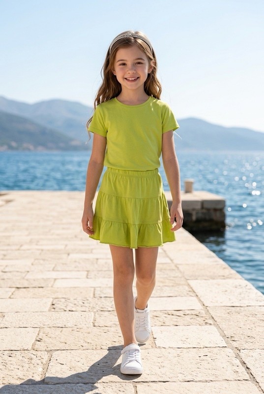 The Children's Place Girls Tiered Skirt Chartreuse Lime Green Size 10 Skirt Only